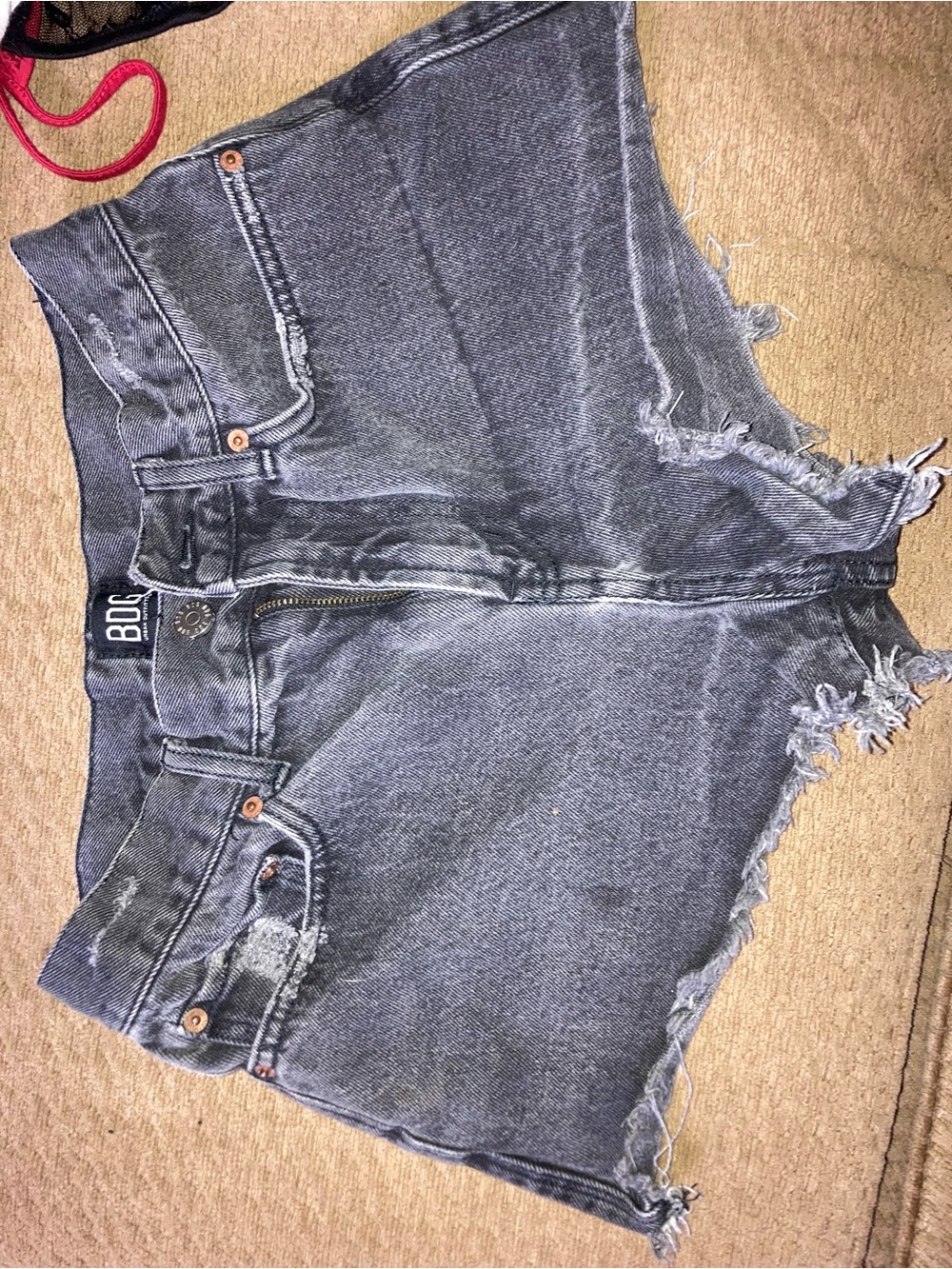 BDG Washed Black High-Rise Cutoff Denim Shorts